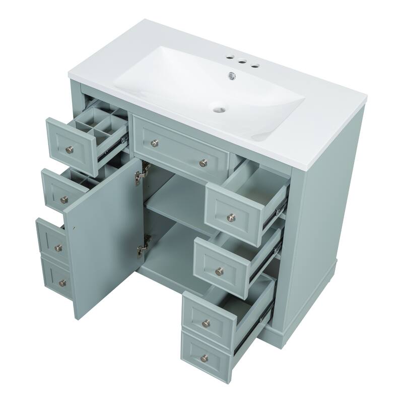 Bathroom Vanity with Sink Combo, One Cabinet and Six Drawers