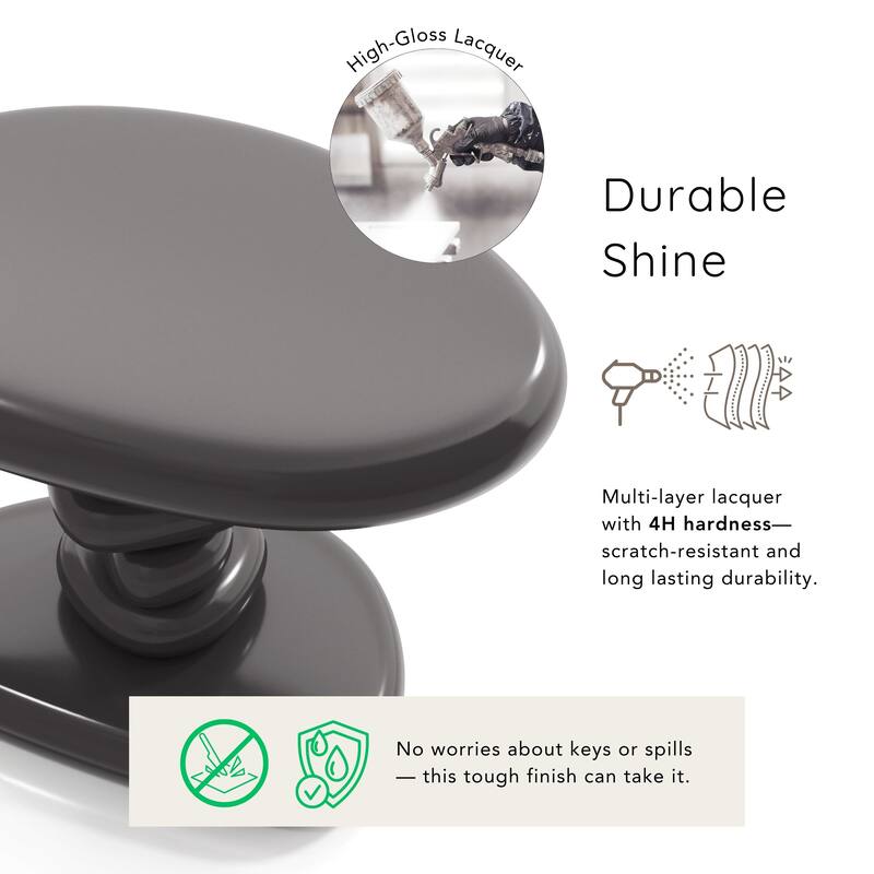 24/7 Shop At Home Modern 2-Piece Oval Glossy Low Profile Coffee Table Set