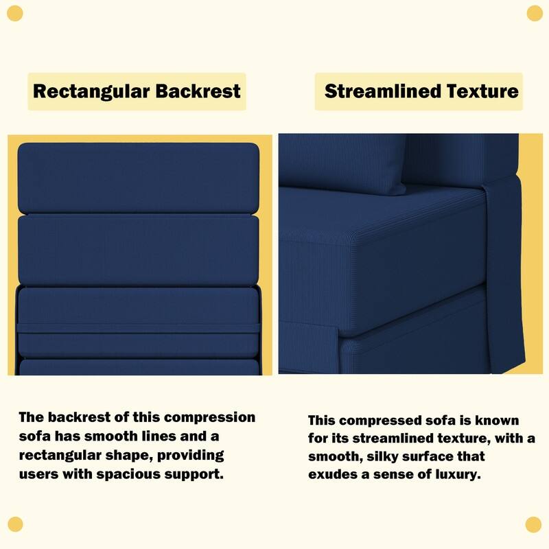Corduroy Compression Convertible Folding Sectional Sofas (Set of 4)