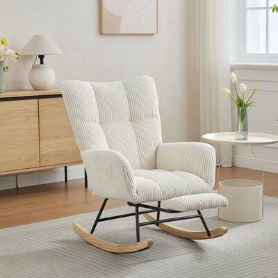 Modern Nursery Rocking Chair Upholstered Glider Chair with High Backrest