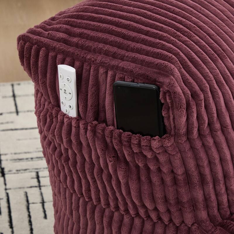 Large Memory Foam Bean Bag Chair for Adults, Corduroy Lounger Sofa with Ottoman