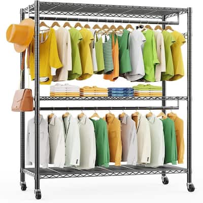 G1L 3 Tiers Garment Rack with Storage Shelves - 17.7"D x 46.06"W x 80.7"H