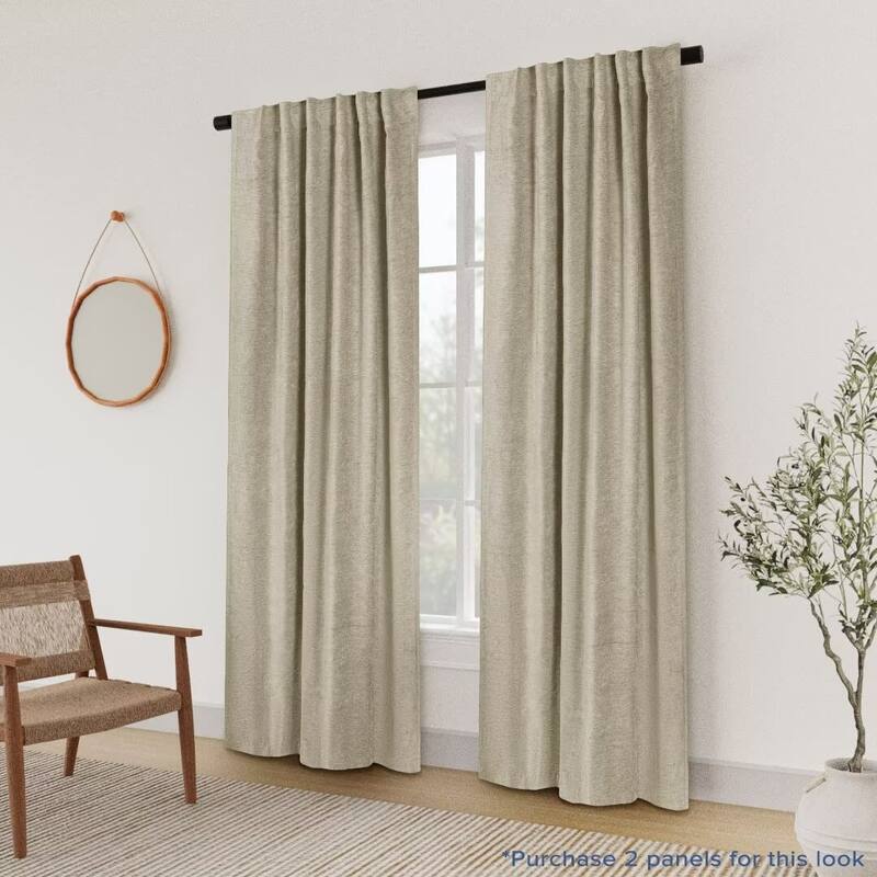 Chenille Solid Room Darkening Back Tab Single Curtain Panel