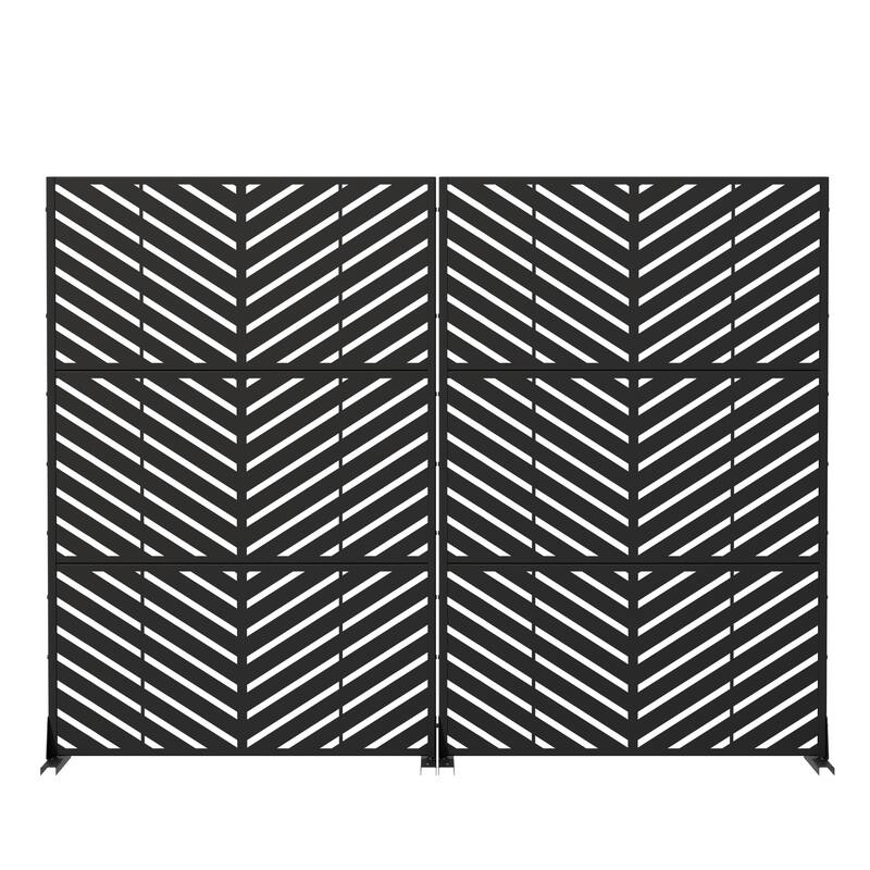 Outdoor Privacy Screen with Stand for Patio Garden Metal Fence Set of 2