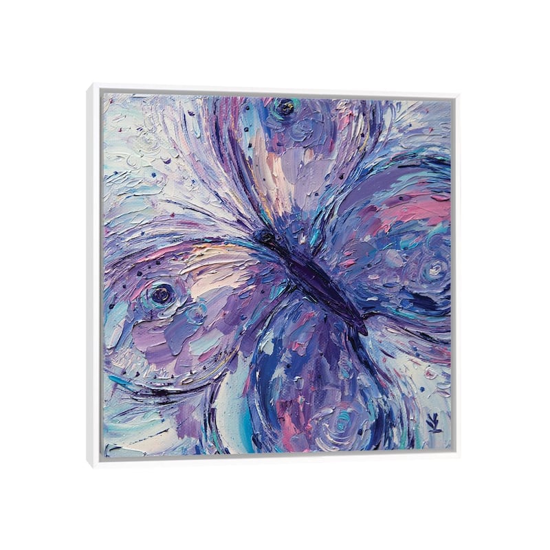 iCanvas "Purple Butterfly" by Vlada Koval Framed Canvas Print - White - 18x18