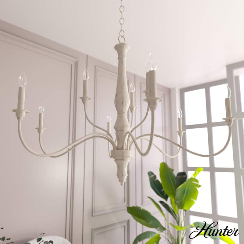 Hunter Teren 9-Light 2-Tier Chandelier - Dining Room, Living Room - Candle, Farmhouse, Vintage, French Country