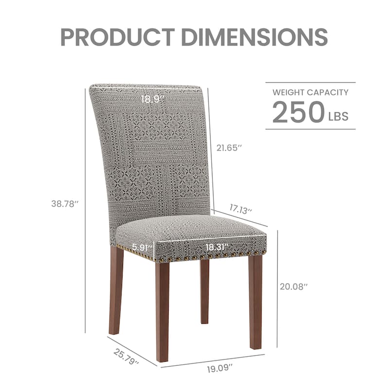 Upholstered Parsons Dining Chairs Set of 2/4/6, Fabric Dining Room Kitchen Side Chair with Nailhead Trim and Wood Legs