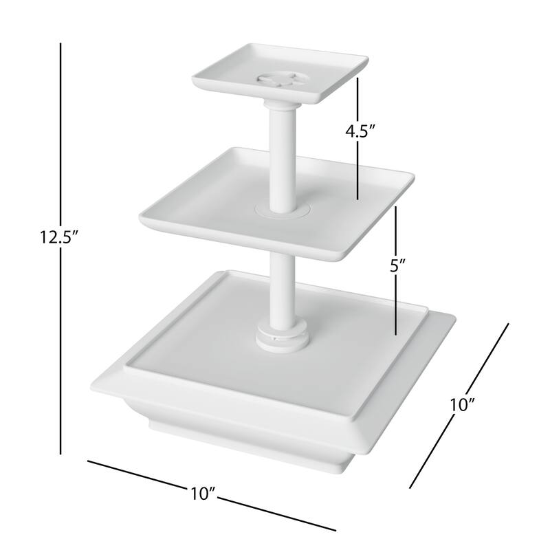 3-Tier Cupcake Stand - Square Display Stand Dessert Table Display Set by Chef Buddy (White)