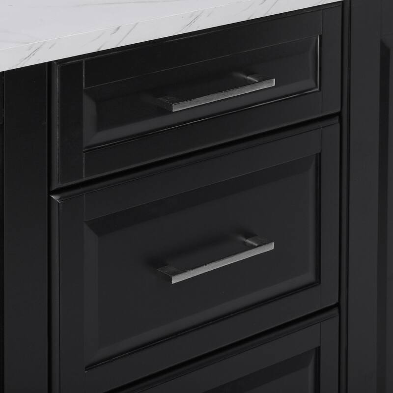 50.7"Kitchen Island with Tilt Trash Can and Pull Out Cabinet Organizer,Rolling Island on 5 Wheels with Drop Leaf,2 Drawers