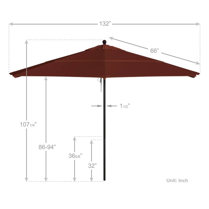 California Umbrella 11' Venture Series Patio Umbrella, Bronze Aluminum Pole Fiberglass Ribs Pulley Lift Sunbrella