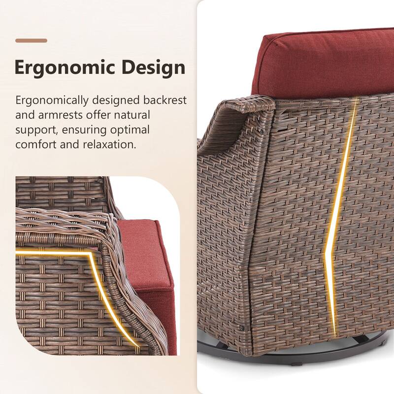 Artisan 8-Piece Patio Brown Wicker Sofa Conversation Set with 6-Inch Thick Cushions