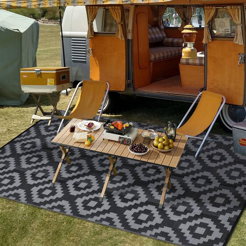 Outdoor Rug Waterproof Plastic Straw Rug Reversible Rug for Patios Decks Porch Camper Balcony Backyard