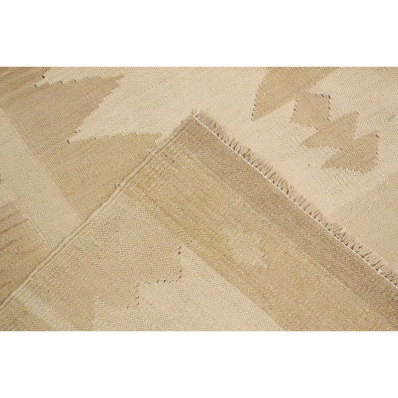 Hand Woven Oriental 100% Wool Carpet Southwestern Tribal Beige & Ivories Kilim Area Rug - 12' 10'' X 9' 9''