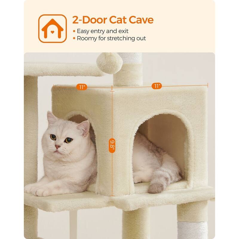Plush Multi-Level Cat Tree with Sisal-Covered Scratching Posts and Cozy Hideouts for Indoor Cats