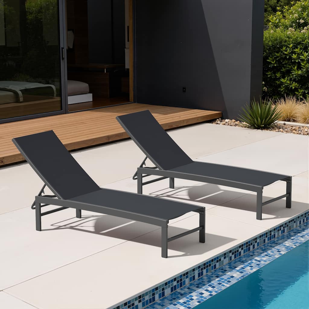 Crestlive Products Outdoor Patio All-Weather Adjustable Chaise Lounge Chairs