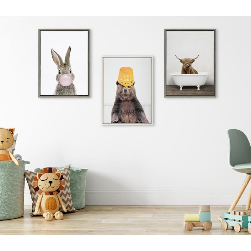 Kate and Laurel Sylvie Highland Cow Tub Framed Canvas by Amy Peterson