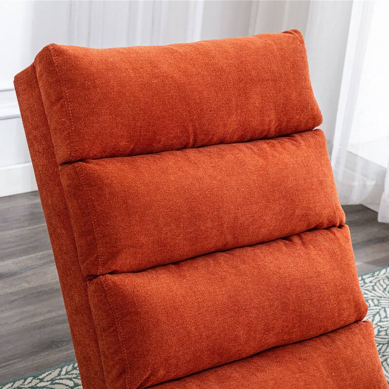 Luxury Upholstered Chaise Lounge Chair with Vibration for Relaxation, Fixed Back Fabric Leisure Recliner Sofa