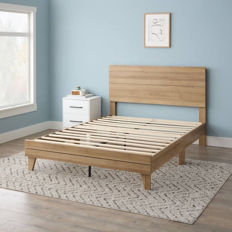 Brookside Mabel Shiplap Platform Bed Frame with Headboard - Northern Maple - Queen