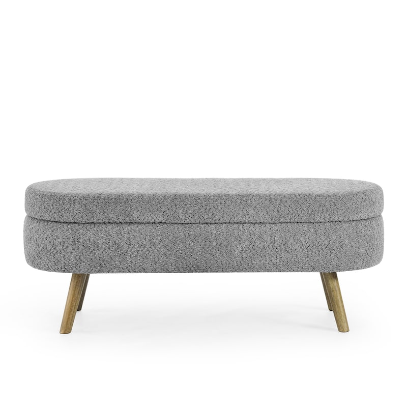 Farmhouse Style Fabric Solid Wood Storage Bench with Flip Top