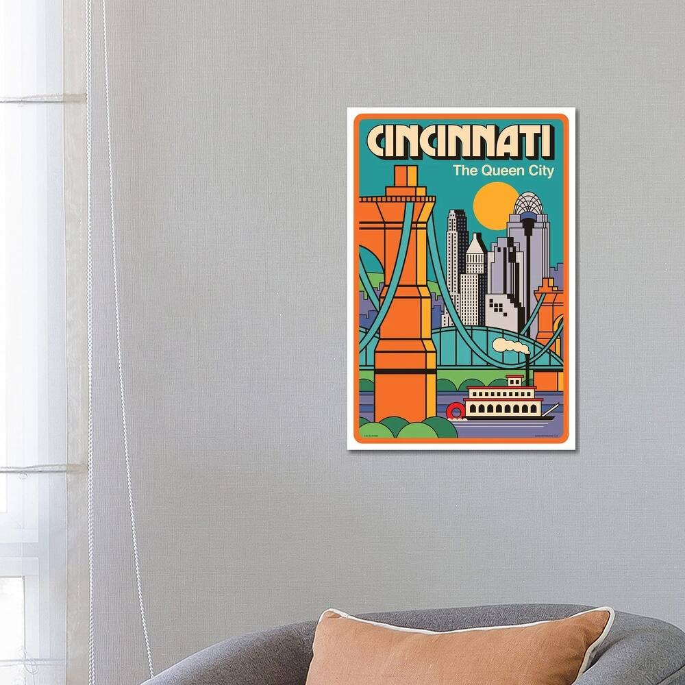 iCanvas "Cincinnati Travel Poster" by Jim Zahniser Canvas Print