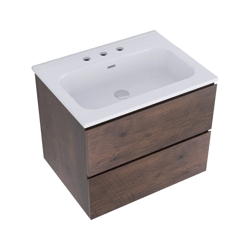 30 inches Wall-mounted Bathroom Vanity Set with White Ceramic Integrated Sink