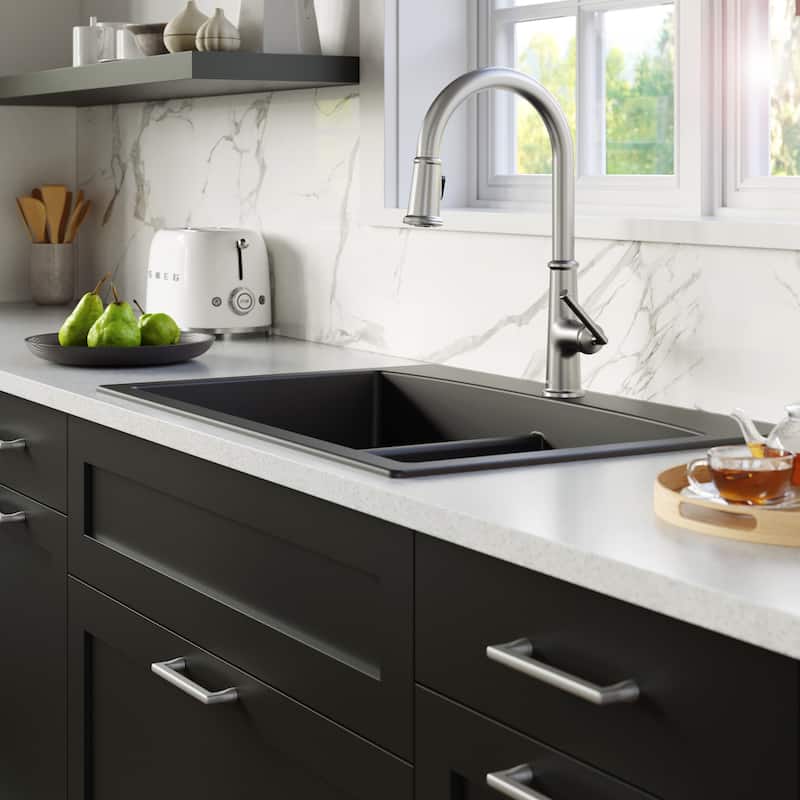 Karran Elwood One-Handle Pull Down Dual Function Sprayer Kitchen Faucet