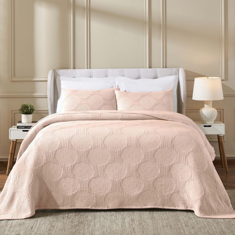 Superior Tanta Cotton Medium Weight Modern Circles Woven Coverlet