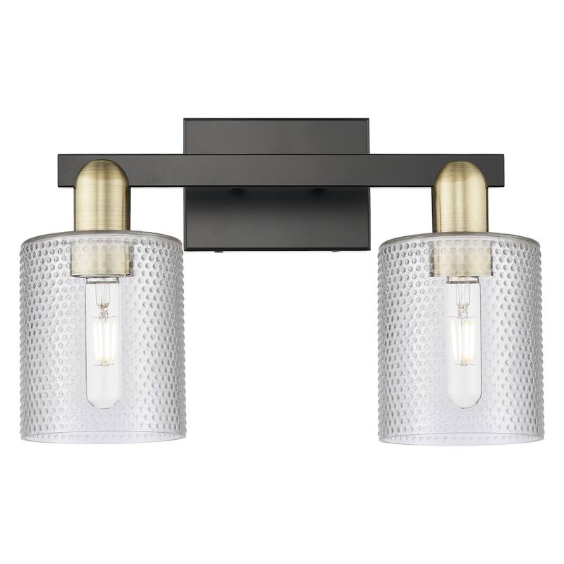 Innovations Lighting 716-2W-11-16 Cobbleskill Vanity Cobbleskill 2 - Black Antique Brass / Clear