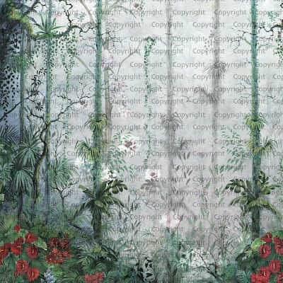 Mystical Tropical Rainforest Floral Wallpaper Mural