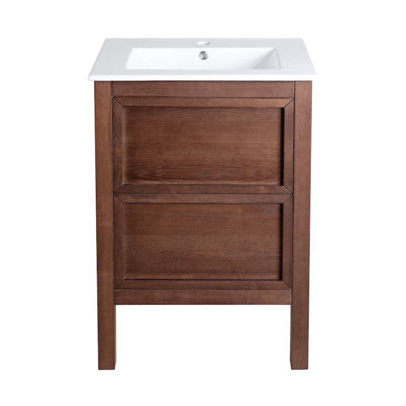 Swiss Madison SM-BV371 Nadar 24" Free Standing Single Basin Vanity Set - Walnut - Wood Finish