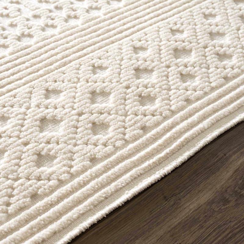 Hauteloom Drago Hallway, Kitchen Machine Washable Runner Rug - White, Off White - 2'7" x 7'2"