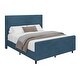 preview thumbnail 4 of 17, King Size Corduroy Upholstered Bed Frame with Vertical Stripe Wingback - Taupe Finish.