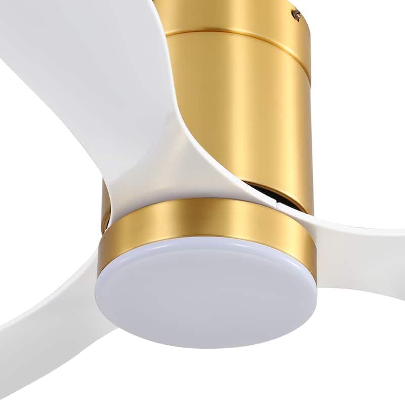 52-in LED Black and Gold Indoor Flush Mount Ceiling Fan with Light Remote (3-Blade)