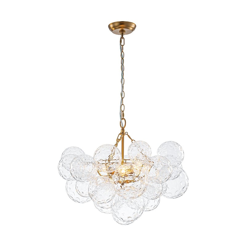 Luxury Brass Hammered Water Glass Globe Cluster Bubble Chandelier