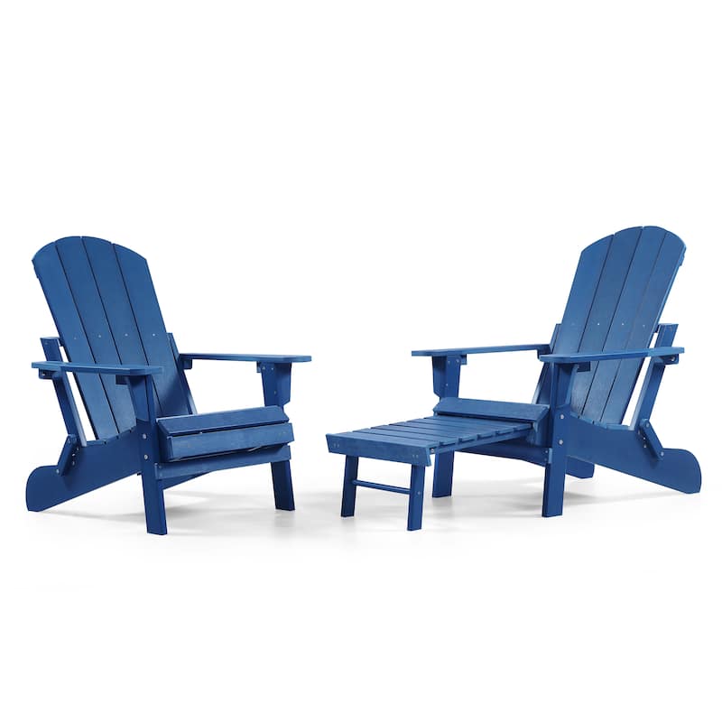 Hurley Folding Poly Adirondack Chair with Pull-out Ottoman (Set of 2)