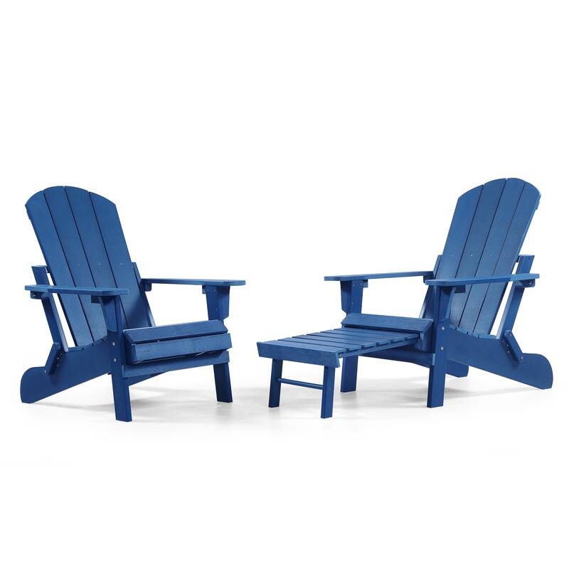 Seaton Folding Poly Adirondack Chair with Pull-out Ottoman, Set of 2