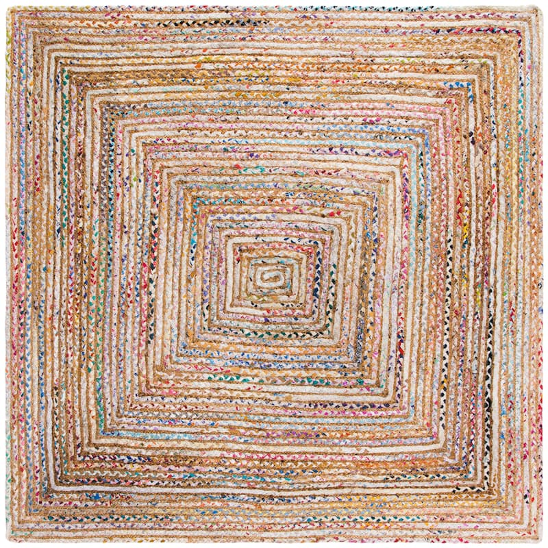 SAFAVIEH Handmade Cape Cod Marget Boho Coastal Jute Rug - 10' Square - Beige/Multi - Square