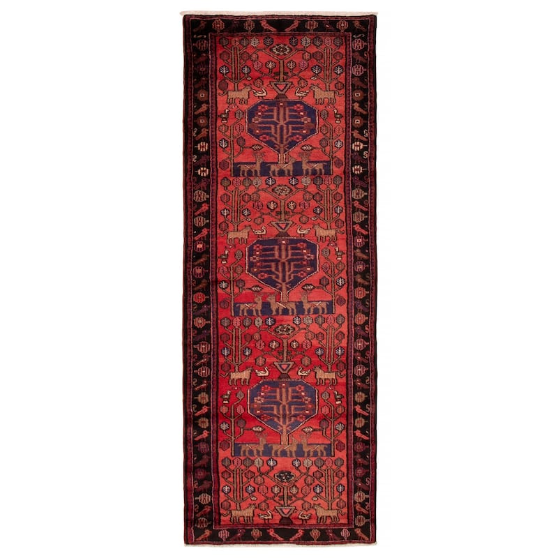ECARPETGALLERY Hand-knotted Andelz Red Wool Rug - 3'7 x 9'10 - Red - 3'7 x 9'10