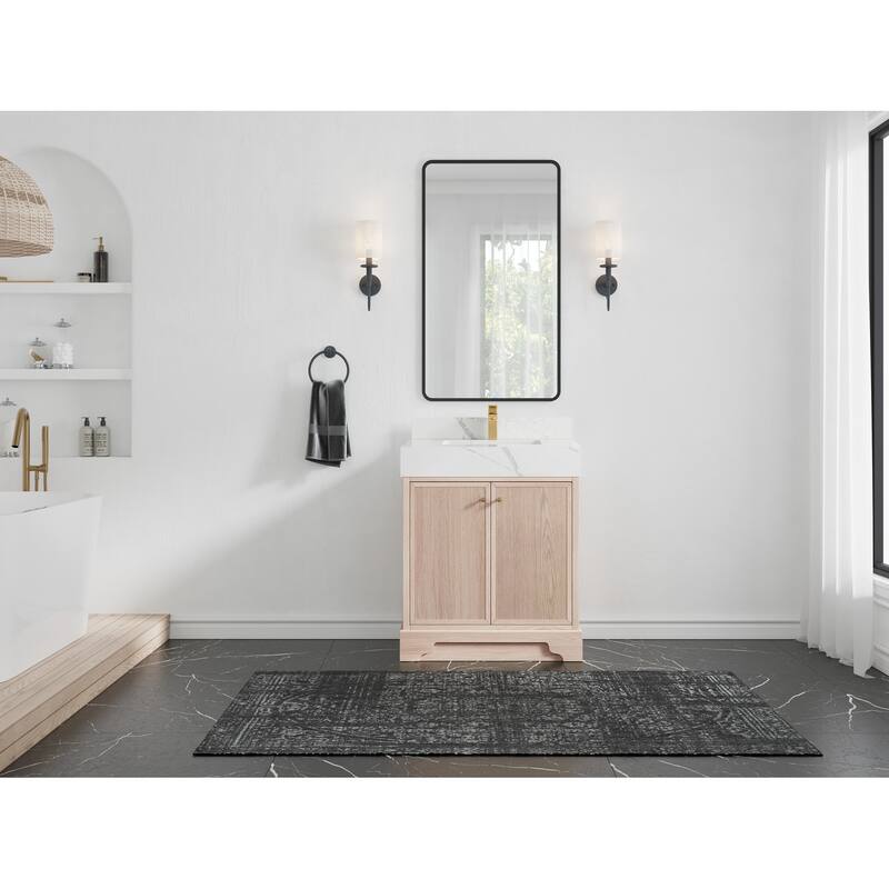 Willow Collections 30 in. W x 22 in. D Manhattan Oak Wood Single Sink Bathroom Vanity with Countertop