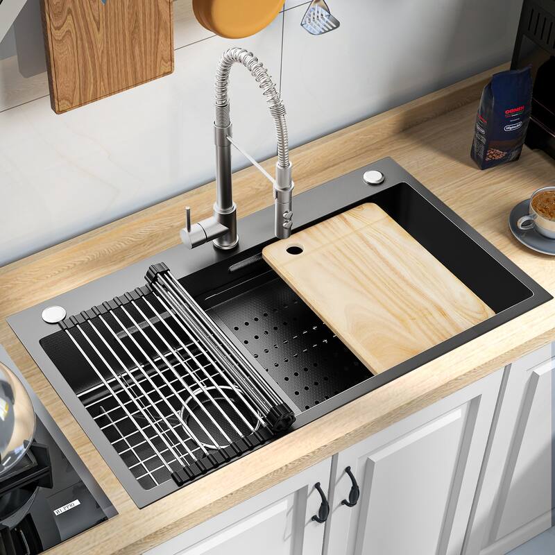 30'' /32'' Drop In Stainless Steel Kitchen Sink Workstation - 32'' x 18'' x 9''