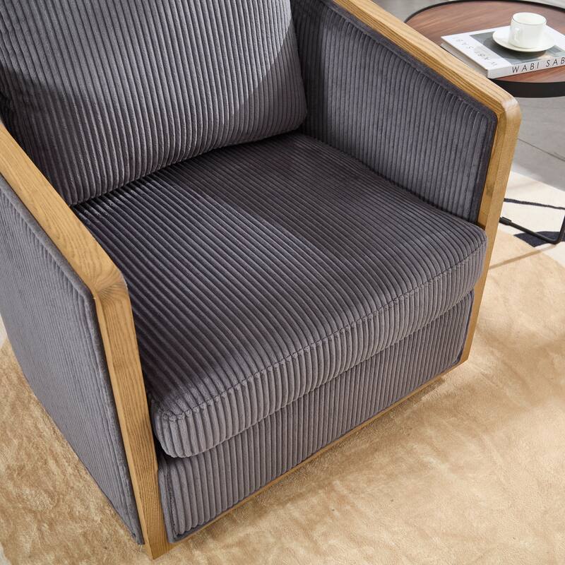 Accent Chair Sofa Chair with High-Density Foam and Curved Back, Degree Swivel Barrel Club Chair Lounge Chair