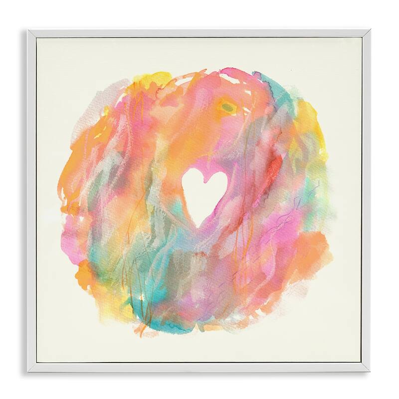 Stupell Abstract Heart Shape Fluid Mixed Pastels Painting Framed Wall Art, Design by Elvira Errico - Multi - 17 x 17 - White