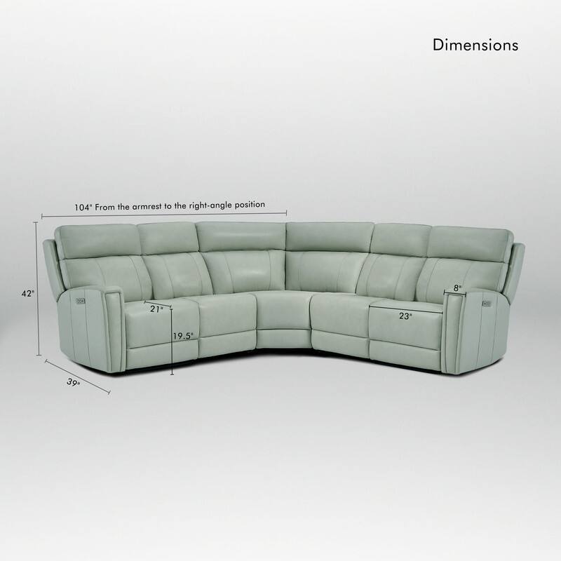 104" W 3-Color Genuine Leather Power Reclining sectional sofa With Zero Gravity, USB&USB-C Ports, 2 Stationary Armlesschairs