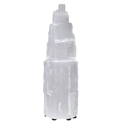 Himalayan Glow Authentic Selenite Lamp with Dimmer Switch ( 6-9 inch ) - White