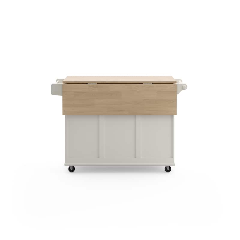3-Drawer Drop Leaf Kitchen Cart with Wood Top by Homestyles