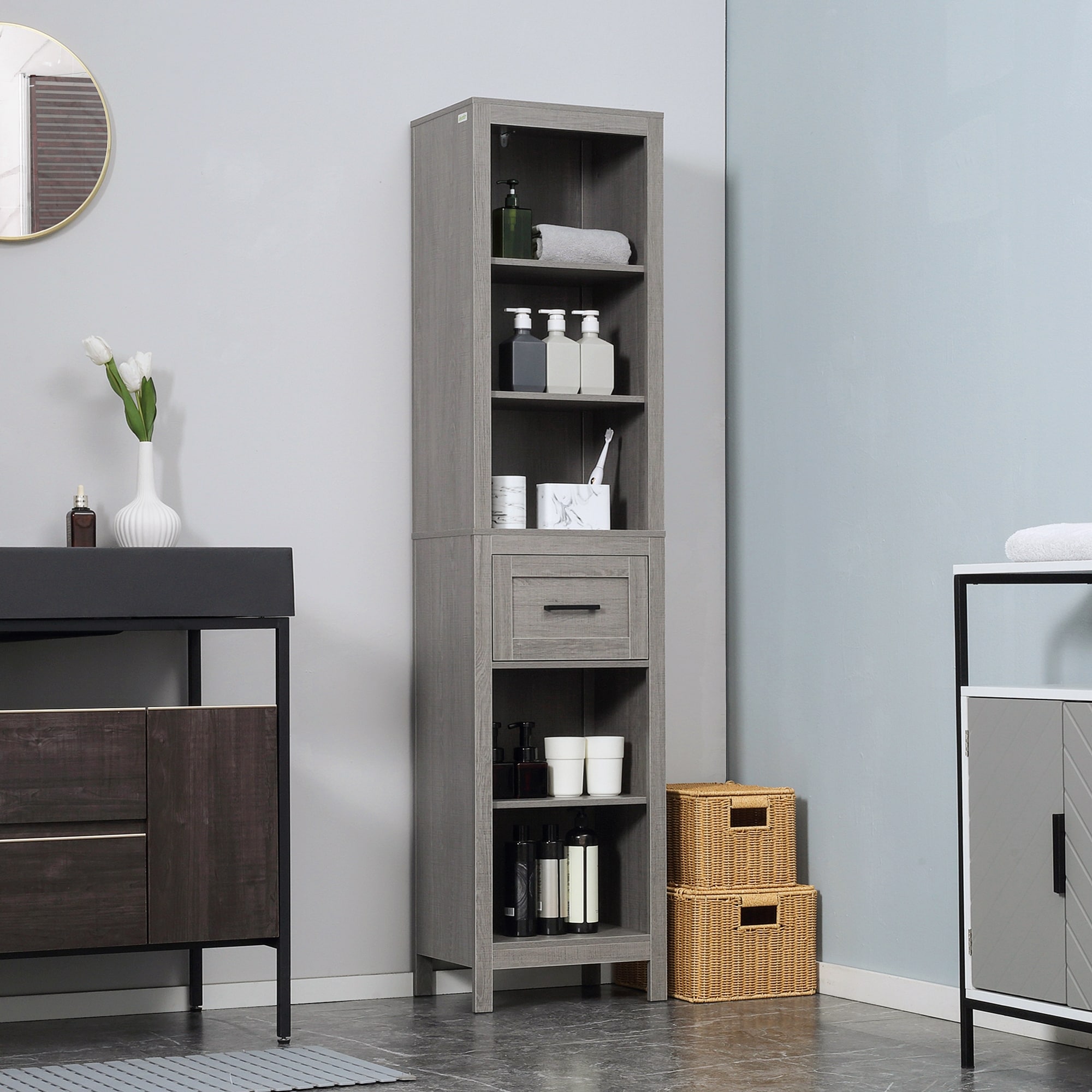 https://ak1.ostkcdn.com/images/products/is/images/direct/2503d899076f48a8526414684ef78bd1faaf3ae8/kleankin-Narrow-Bathroom-Storage-Cabinet-with-Drawer-and-5-Tier-Shelf%2C-Tall-Cupboard-Freestanding-Linen-Towel%2CCorner-Organizer.jpg