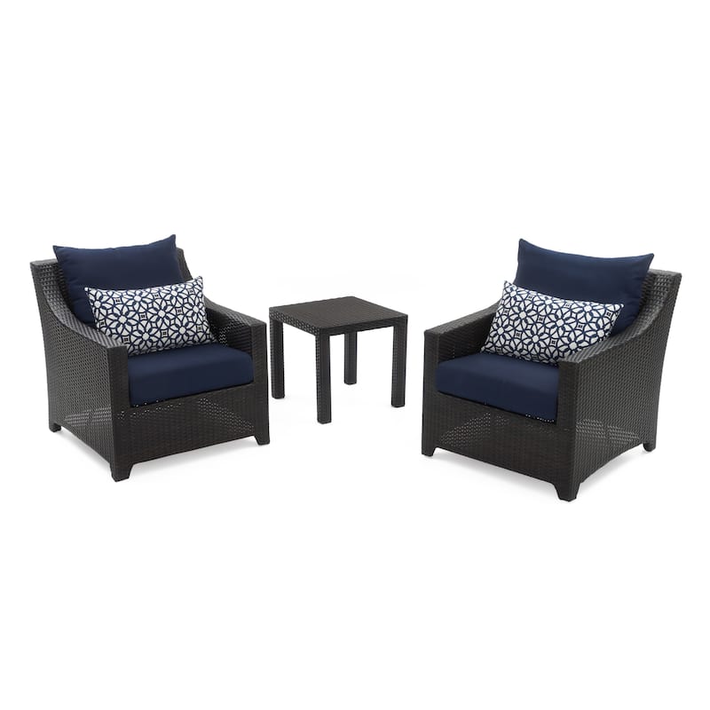 Deco 3 Piece Aluminum Outdoor Patio Club Chairs & Side Table