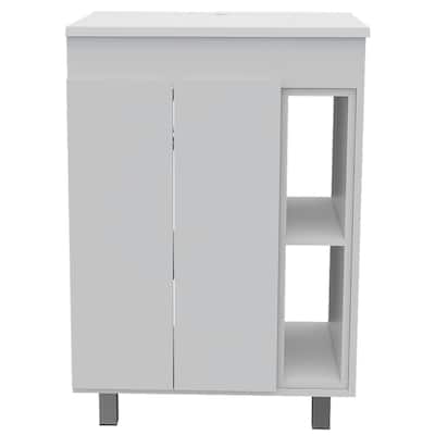 Compact 24-Inch Bathroom Vanity with Drop-In Sink, Open Display Space, and Quality Construction - 17.9in L