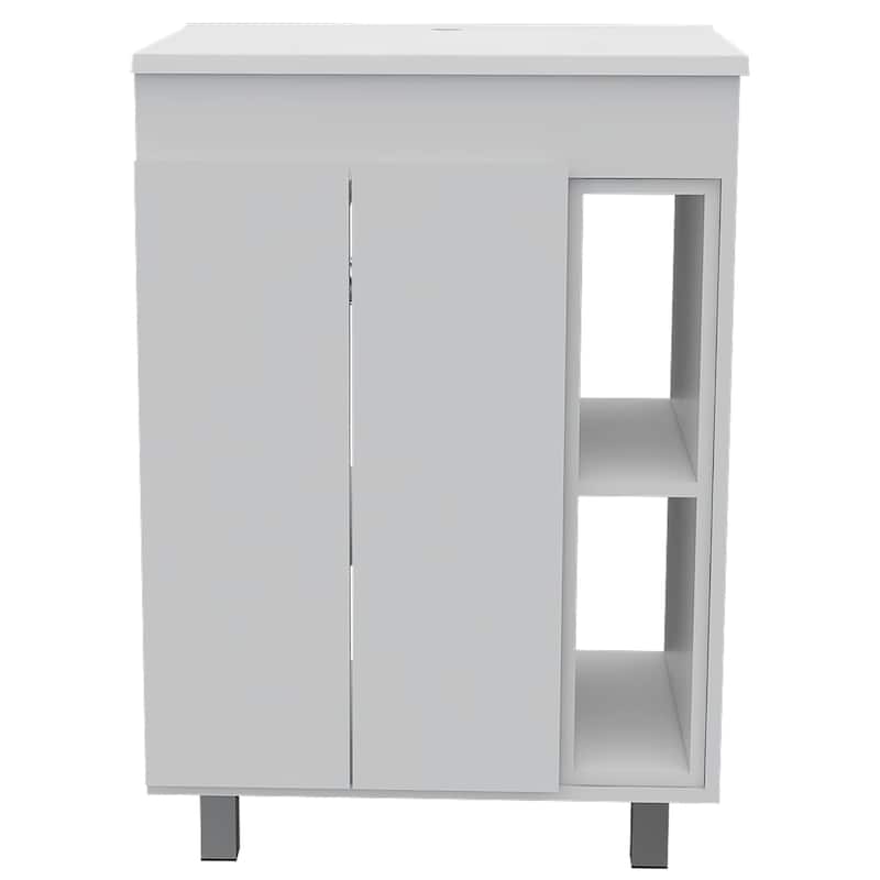 Malden 2-Shelf Rectangle Freestanding Vanity Cabinet White