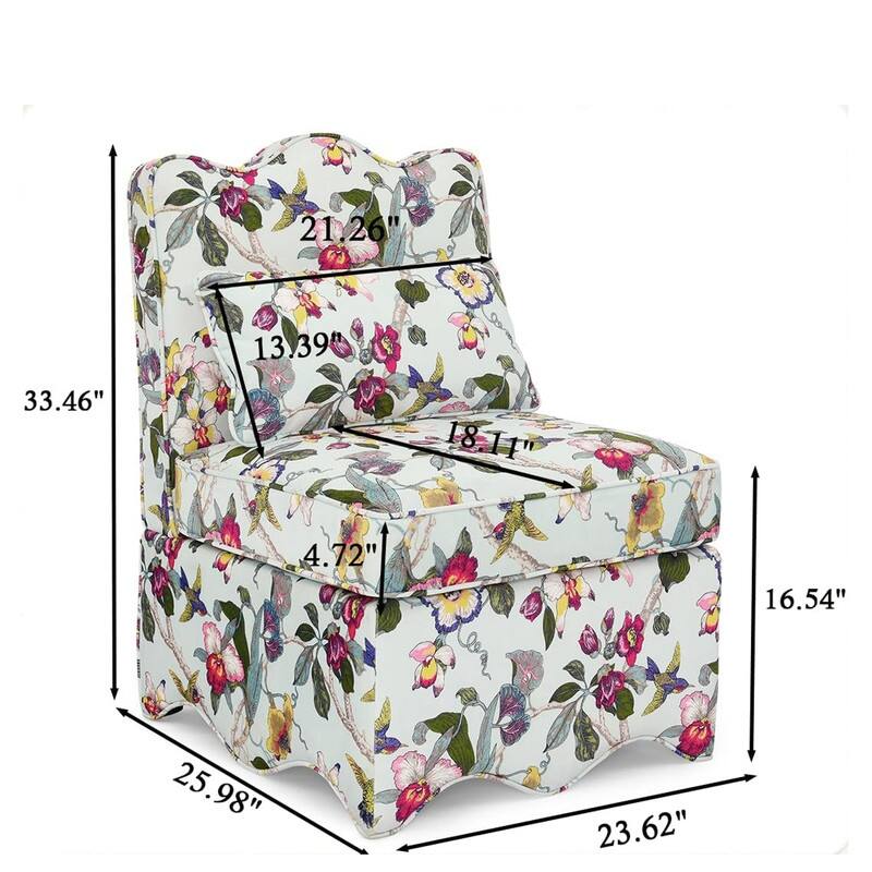 Upholstered Single Sofa Lounge Chair with Floral Pattern,Soft seat cushion and backrest,Armless Accent Chair
